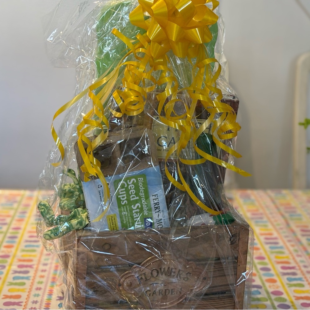Garden Gift Basket with Yellow Accents